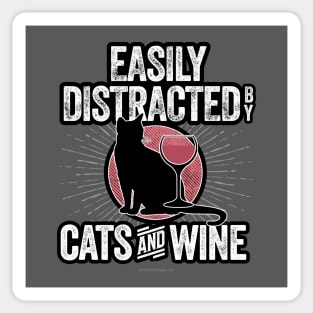 Easily Distracted by Cats and Wine Sticker